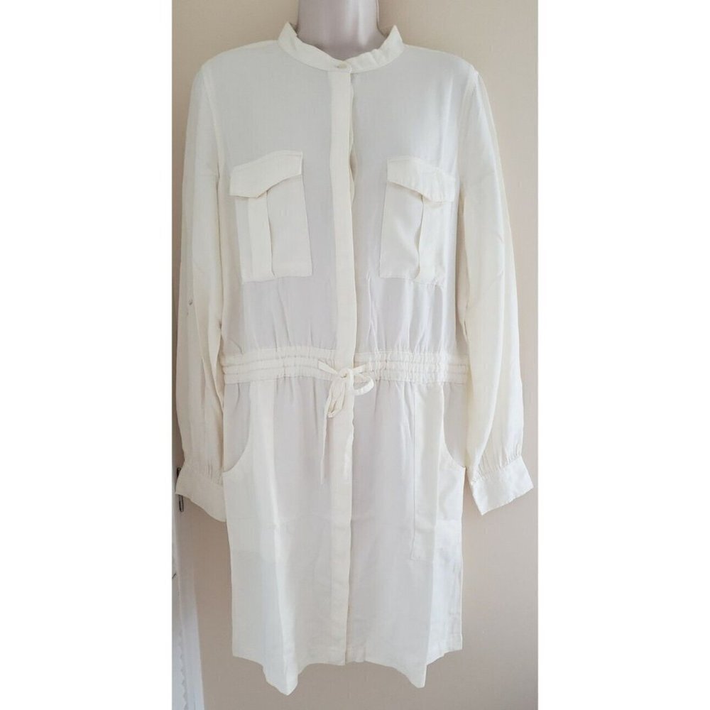 NWT GUESS ELLIS LONG SLEEVE WHITE SHIRT STYLE DRESS LARGE - Picture 2 of 14